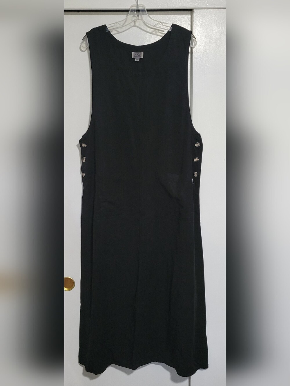 Vintage AKS Black Sleeveless Side-Button Dress